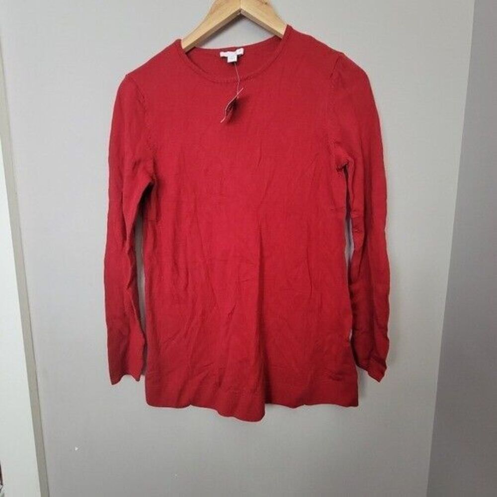 J Jill Thin Knit Soft Tunic Sweater True Red XS NWT